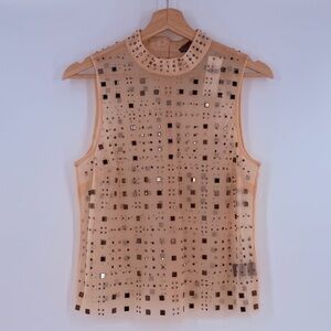 NWT Anthropologie Sunday in Brooklyn  Deco Mock-Neck Sheer Top Size Small